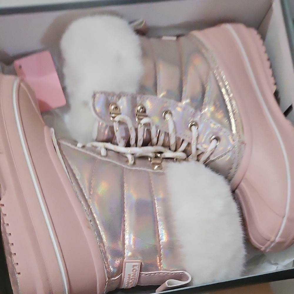 London Fog Little Girls Bridger Cold Weather Lace up Boots - Rose Gold - Picture 9 of 9